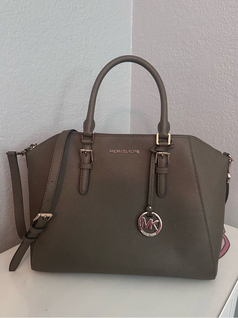 Michael Kors Olive Saffiano Leather Satchel